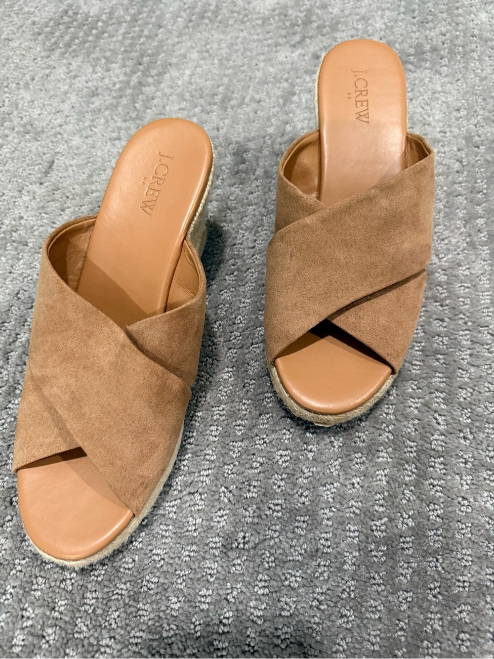 J. Crew Tan Suede Crisscross Espadrille Mule